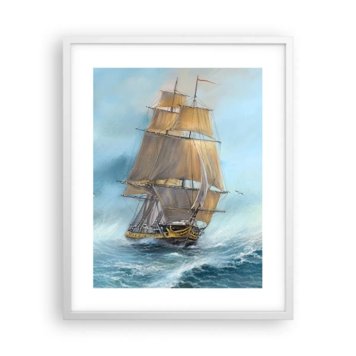 Affiche dans un cadre blanc - Poster - Se précipitant sur les vagues - 40x50 cm