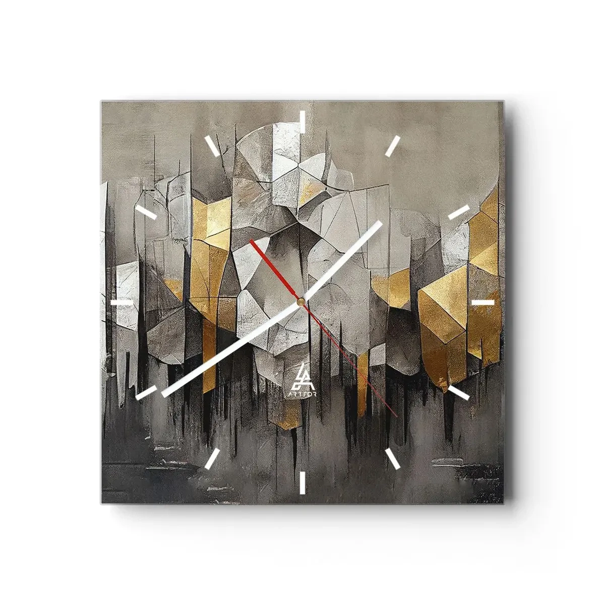 Horloge murale - Pendule murale - Composition de glace et de lumière - 40x40 cm