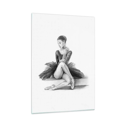 Impression sur verre - Image sur verre - Croquis d'une ballerine en robe noire dans une pose pensive - 50x70cm - Envoutée par la danse - Décoration murale moderne pour le salon et la chambre ARTTOR