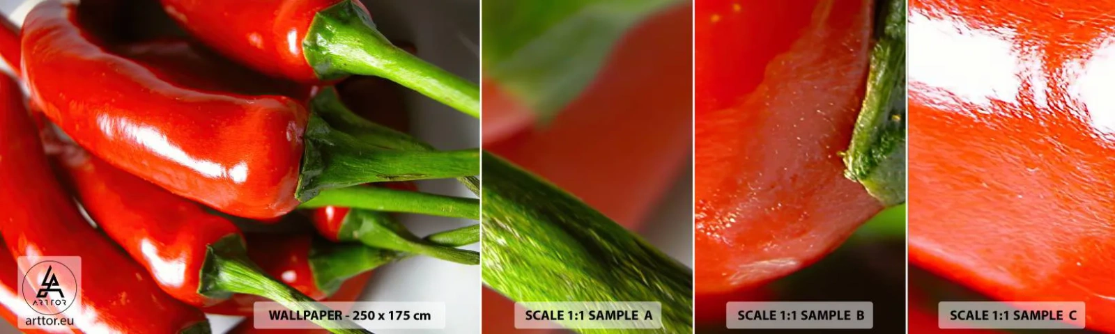 Échantillon De Papier Peint Standard Eco - Juteux, brillant, lisse - La gastronomie, Poivre, Légumes - 100x30 cm