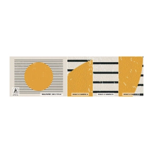 Échantillon de Papier Peint Autocollant Deluxe Sticker - Le pouvoir de la simplicité - Soleil, Roue, Lignes - 100x30 cm
