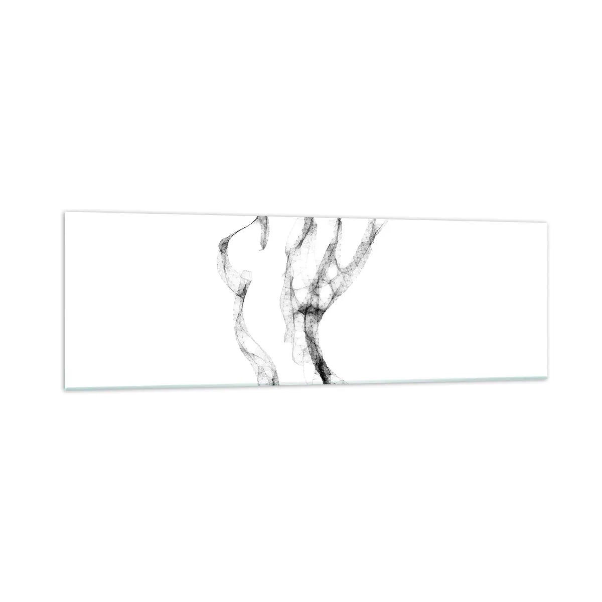 Impression sur verre - Image sur verre - Des lignes délicates et abstraites ressemblant à des traînées de fumée sur un fond clair - 160x50cm - Belle et forte - Décoration murale moderne pour le salon et la chambre ARTTOR