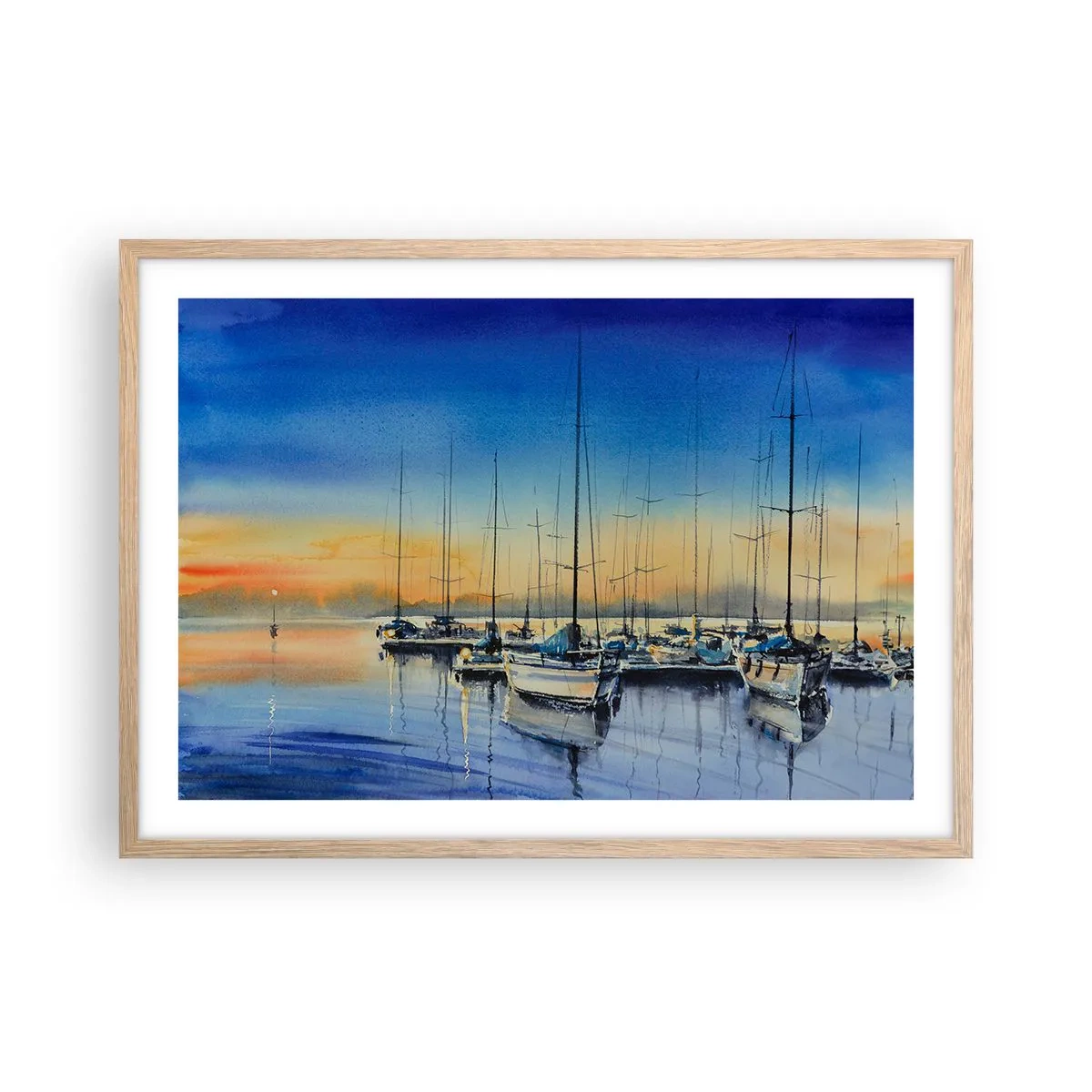 Affiche dans un chêne clair - Poster - Fin d'une belle journée - 70x50 cm