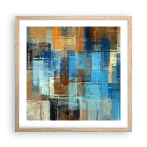 Affiche dans un chêne clair - Poster - A travers le voile bleu - 50x50 cm