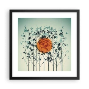 Affiche dans un cadre noir - Poster - Soleil japonnais - 40x40 cm
