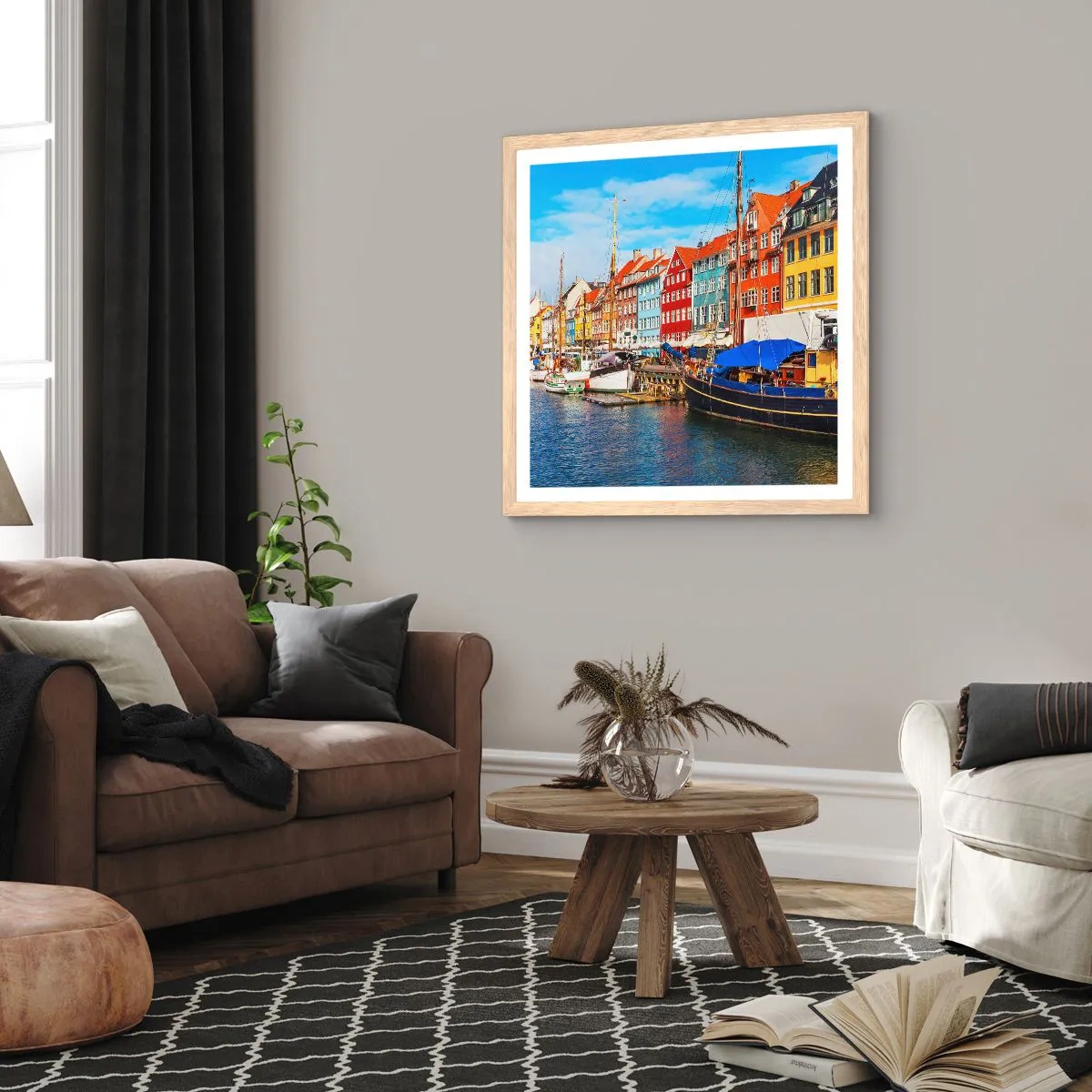 Affiche dans un chêne clair - Poster - Quai joyeux - 60x60 cm