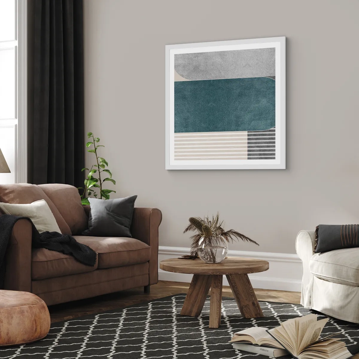 Affiche dans un cadre blanc - Poster - Composition de niveaux - 50x50 cm