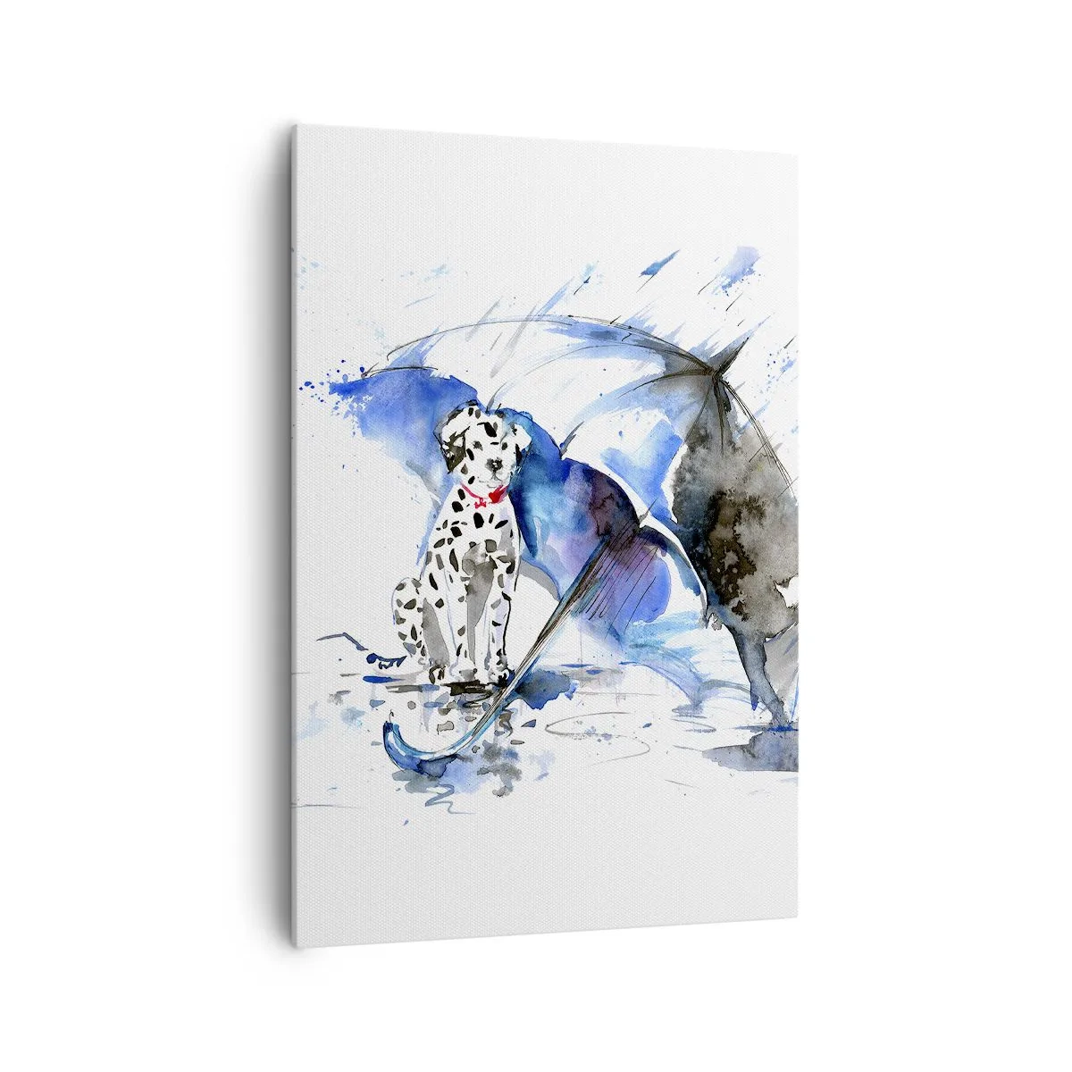 Impression sur toile - Image sur toile - Aquarelle représentant un chien dalmatien avec un parapluie en arrière-plan - 70x100cm - C'est à ça que sert un ami - Décoration murale moderne pour le salon et la chambre ARTTOR