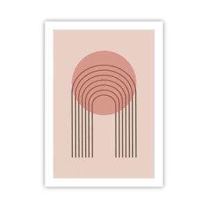 Affiche - Poster - Une abstraction minimaliste avec des arcs dans des tons de rose et de beige. - 50x70cm - Attraction irrésistible - Décoration murale moderne pour le salon et la chambre ARTTOR