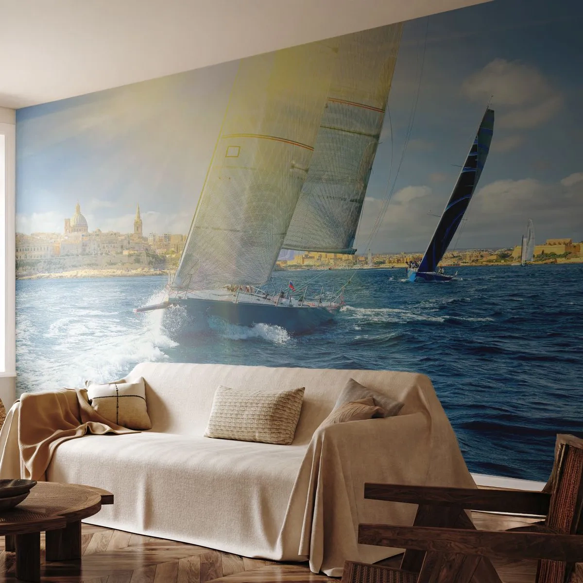 Papier peint sur mesure Standard Eco - Il est temps de quitter la ville - Ville, Mer, Yacht