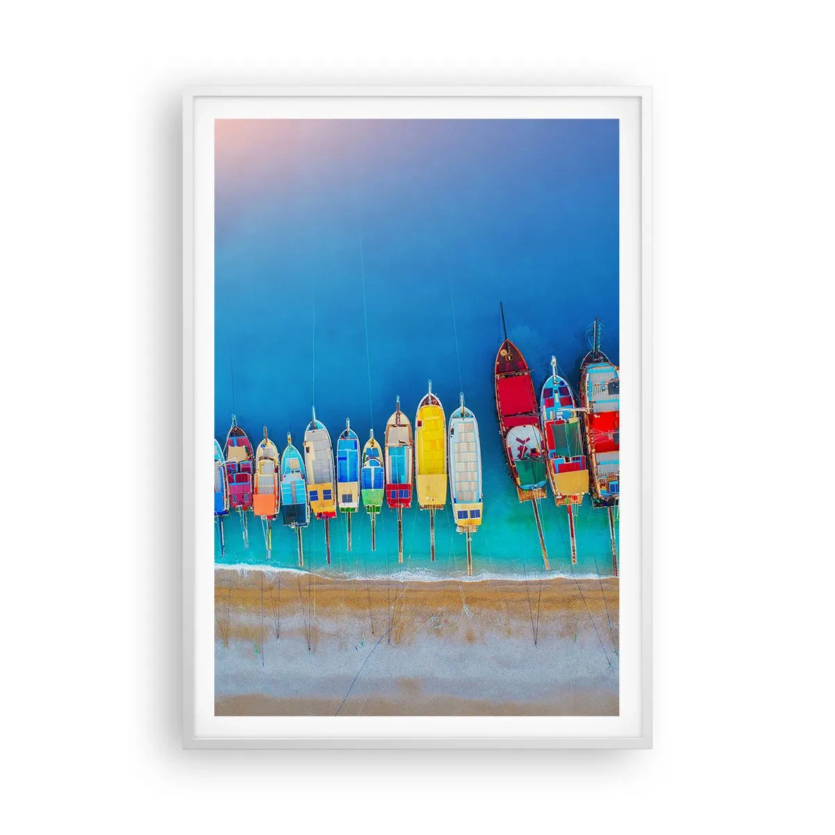 Affiche dans un cadre blanc - Poster - Une vue à vol d'oiseau - 70x100 cm