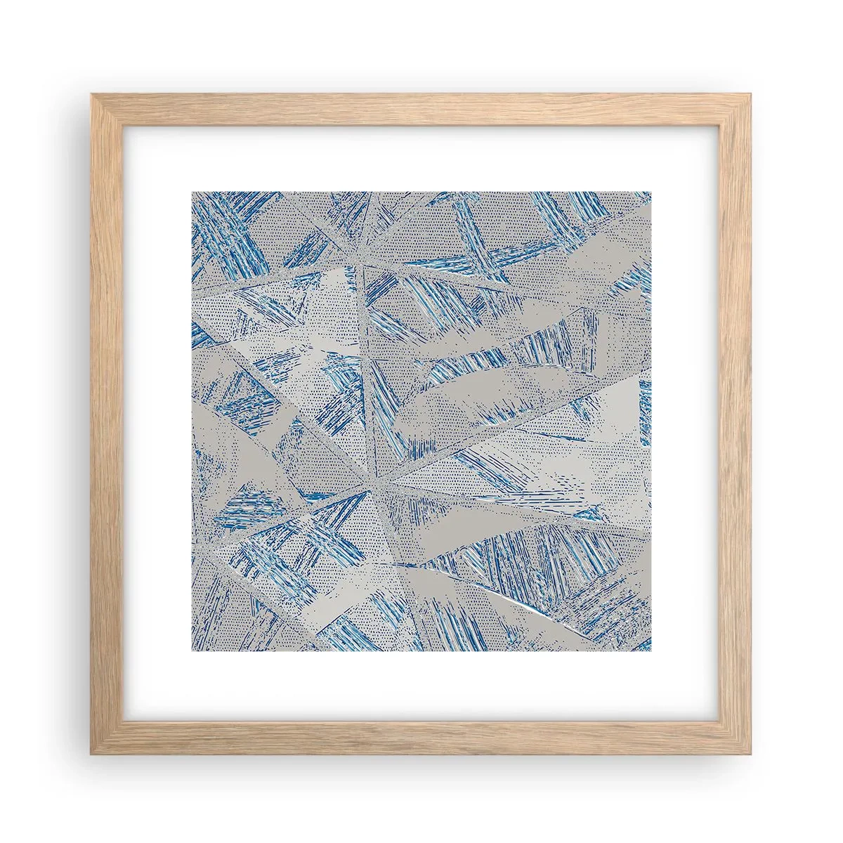 Affiche dans un chêne clair - Poster - Dans un labyrinthe bleu-gris - 30x30 cm