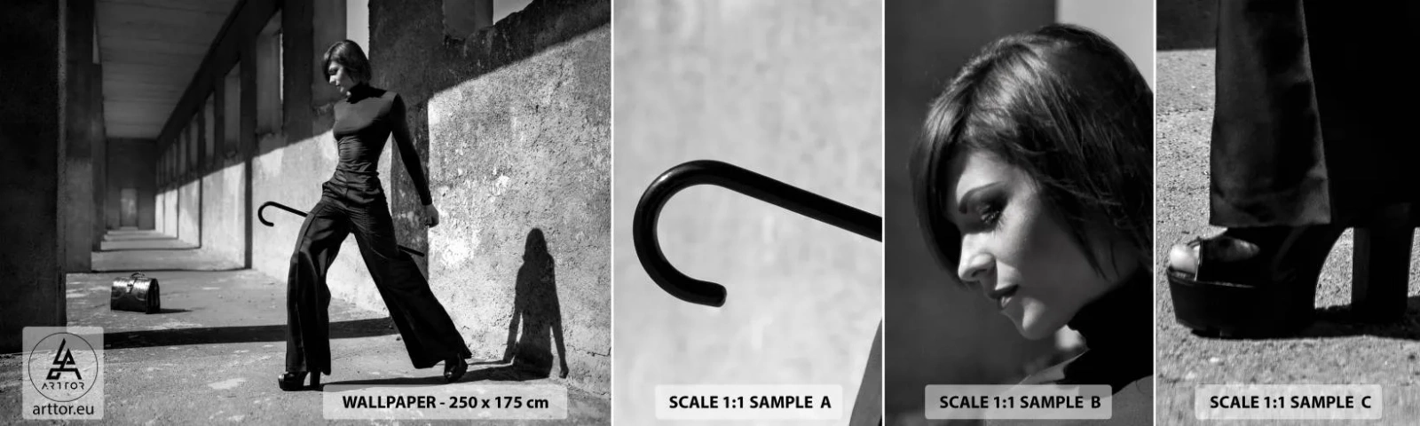 Échantillon de Papier Peint Autocollant Deluxe Sticker - Élégance urbaine - Femme, Mode, Modèle - 100x30 cm