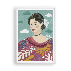 Affiche dans un cadre blanc - Poster - Avec de la mélancolie dans les yeux - 70x100 cm