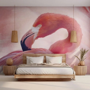 Papier Peint Photo Premium Canvas - Beauté des oiseaux - Flamant, Oiseau, Nature - 450x315 cm