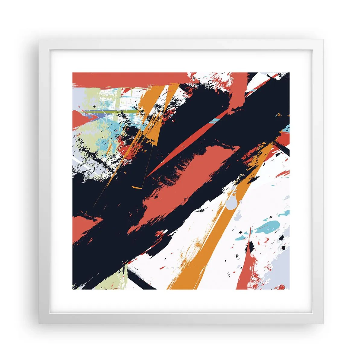 Affiche dans un cadre blanc - Poster - Composition dynamique - 40x40 cm