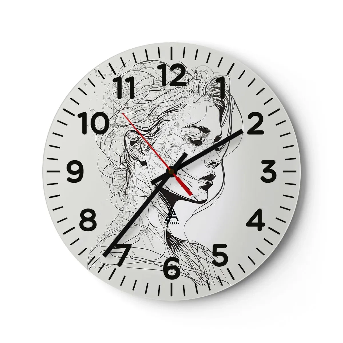 Horloge murale - Pendule murale - Portrait en pensée - 40x40 cm