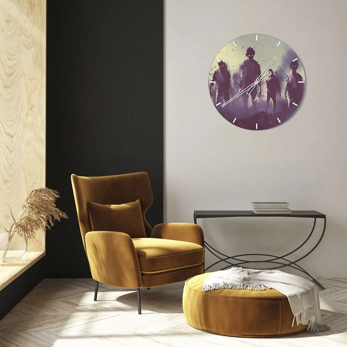 Horloge murale - Pendule murale - Des figures sombres sur un fond brumeux - 30x30cm - Fais attention! Ils arrivent - Décoration murale moderne pour le salon, la cuisine et la chambre ARTTOR