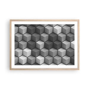Affiche dans un chêne clair - Poster - Puzzle cubiste - 70x50 cm