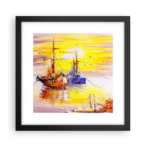 Affiche dans un cadre noir - Poster - Un repos bien mérité au port - 30x30 cm