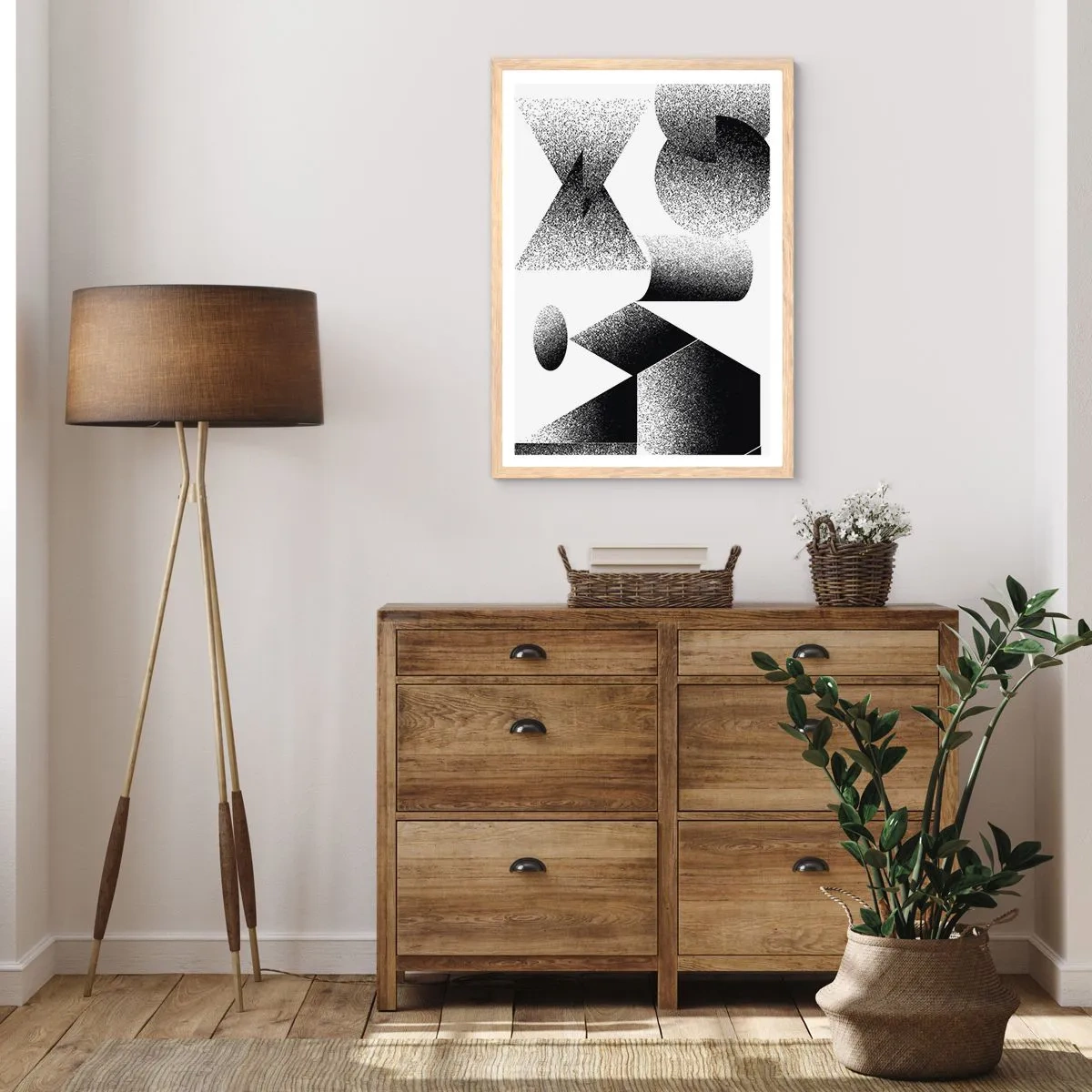 Affiche dans un chêne clair - Poster - Angles et ovales - 50x70 cm