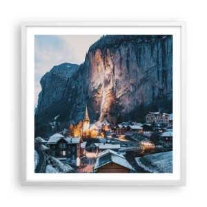 Affiche dans un cadre blanc - Poster - Esprit brillant de l'hiver - 60x60 cm