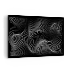 Impression sur toile - Image sur toile - Lignes blanches abstraites sur fond noir - 100x70cm - Danse de lumière dans l'espace - Décoration murale moderne pour le salon et la chambre ARTTOR