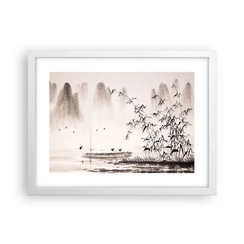 Affiche dans un cadre blanc - Poster - Le silence des rizières - 40x30 cm