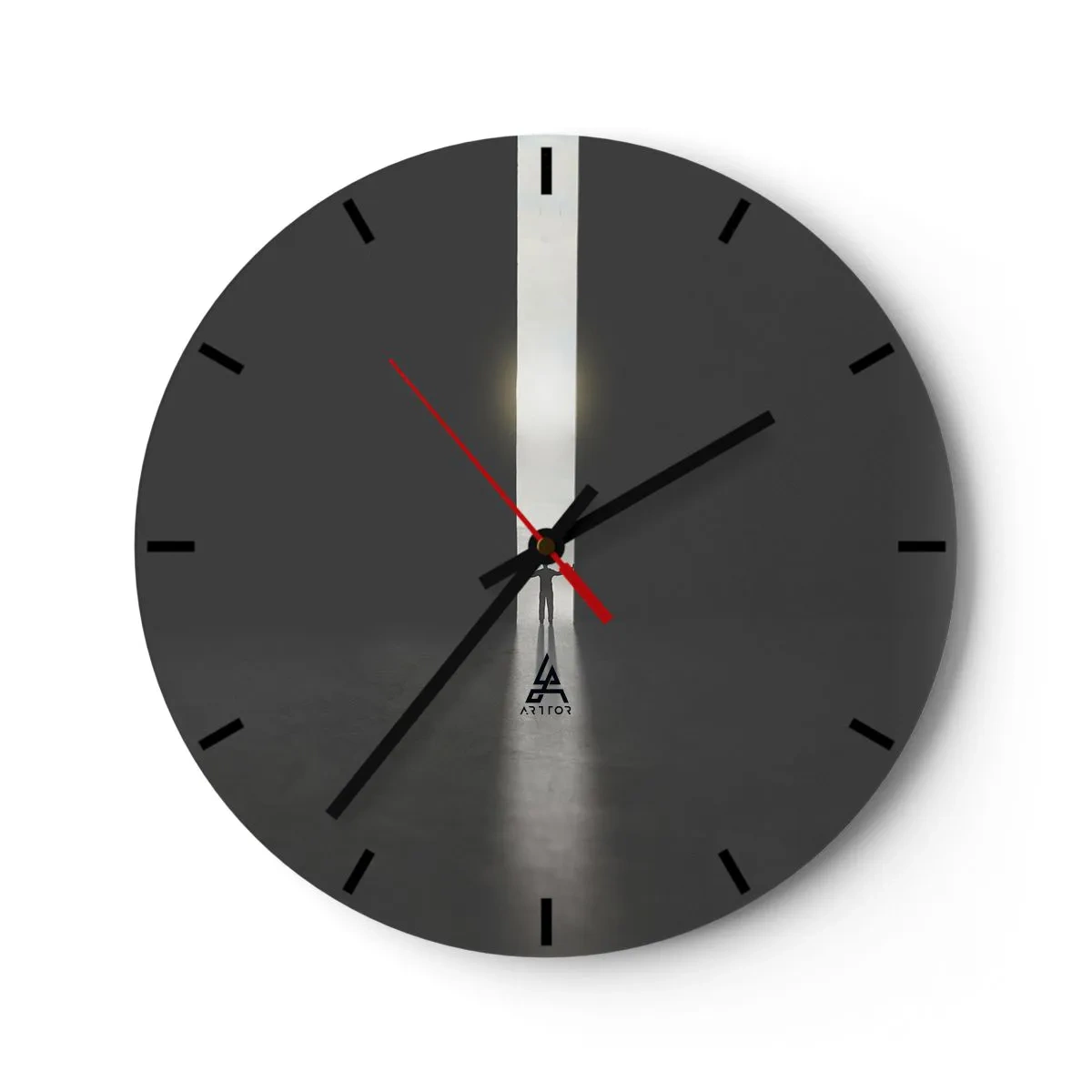 Horloge murale - Pendule murale - La silhouette d'un homme dans un espace lumineux dans un espace sombre - 30x30cm - Étape vers un avenir radieux - Décoration murale moderne pour le salon, la cuisine et la chambre ARTTOR