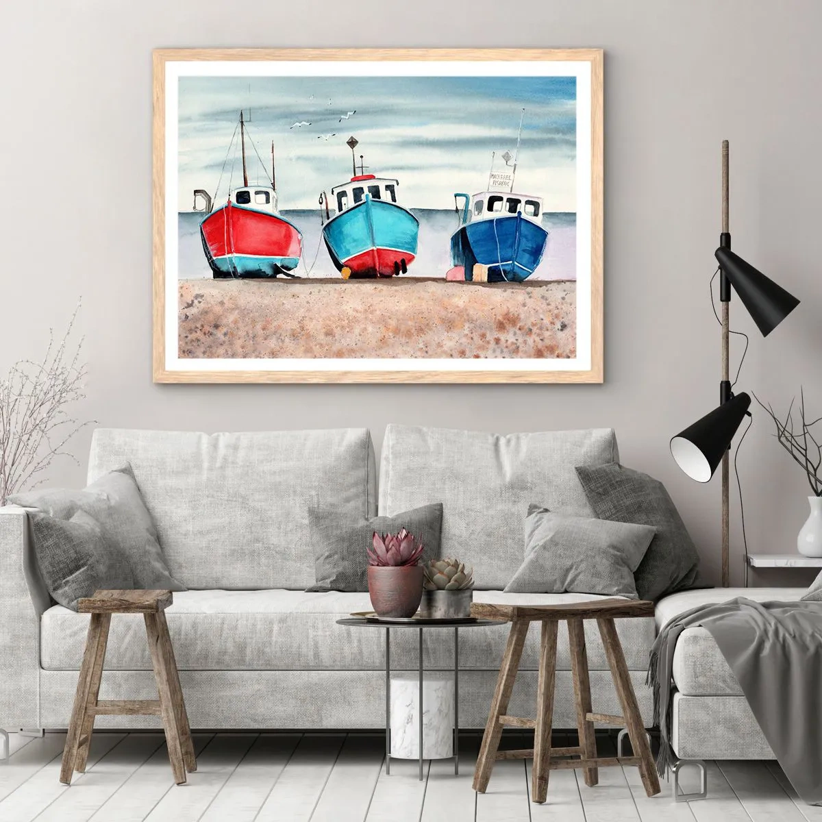 Affiche dans un chêne clair - Poster - Prêt pour la pêche - 91x61 cm