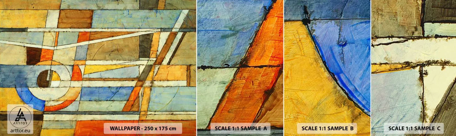 Échantillon de Papier Peint Autocollant Deluxe Sticker - Cubisme sur le chantier - Abstraction, Morceau, Graphique - 100x30 cm