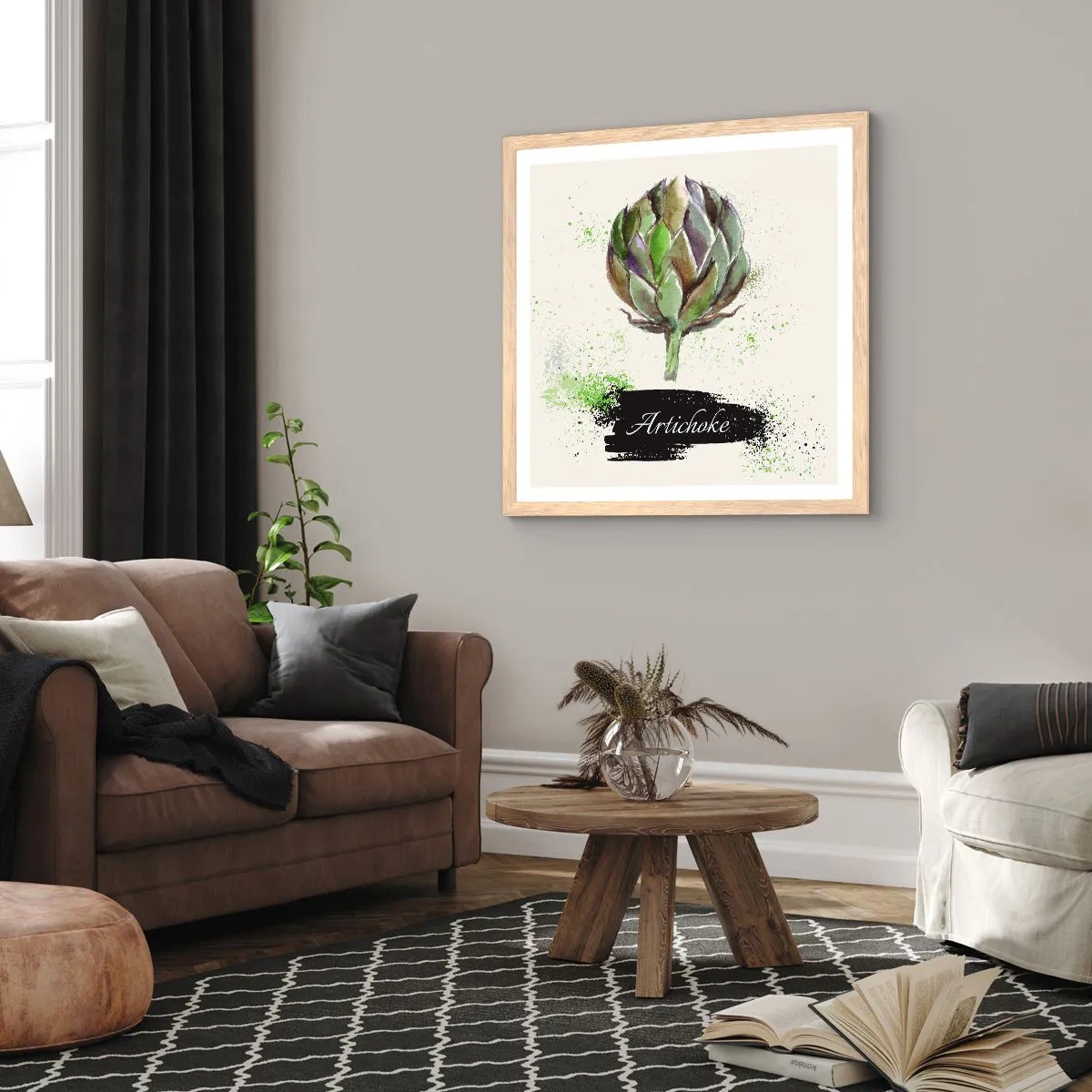 Affiche dans un chêne clair - Poster - Vive les légumes! - 60x60 cm