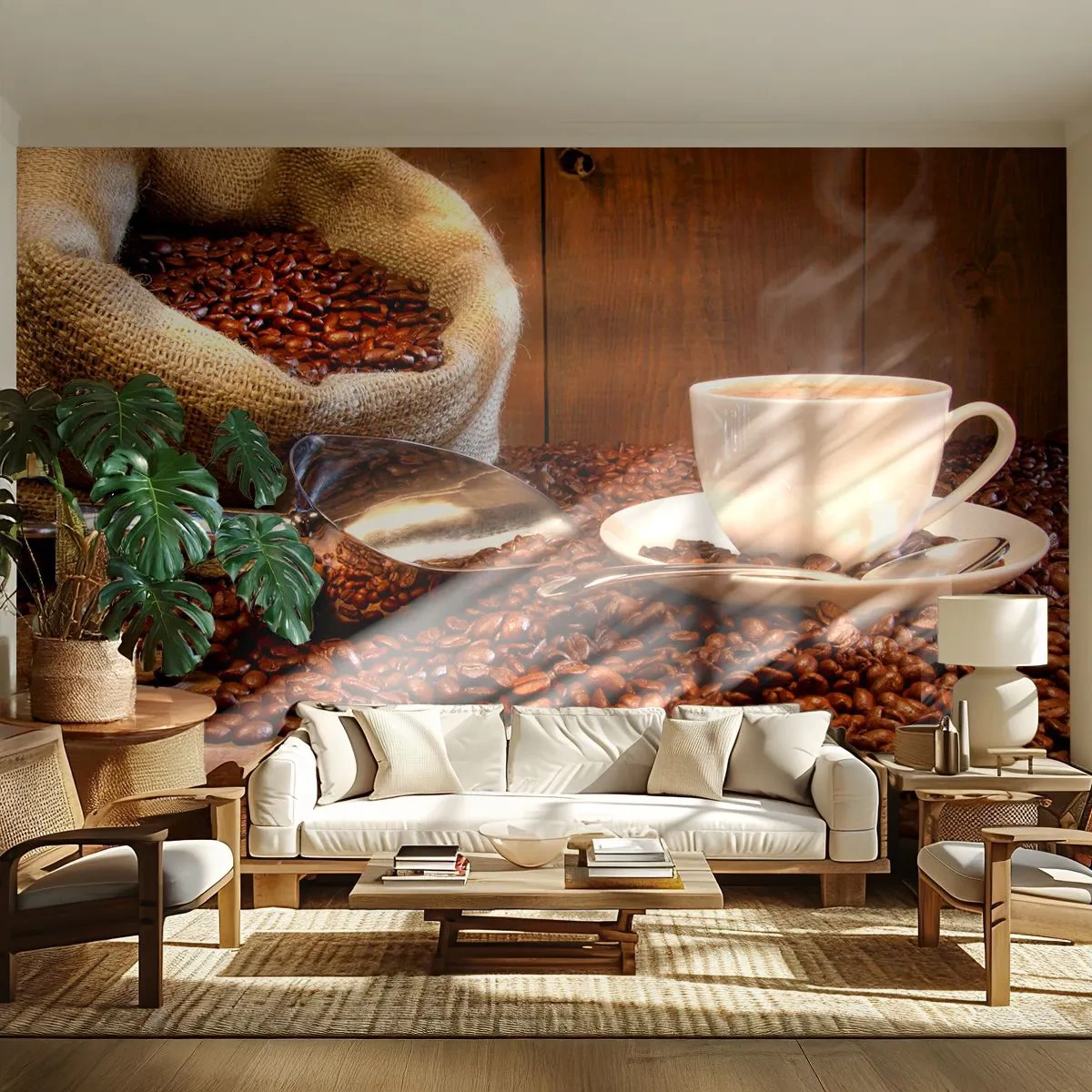 Papier peint sur mesure Premium Sand - Sentez-vous cette odeur? - Grains de café, Arôme, La gastronomie