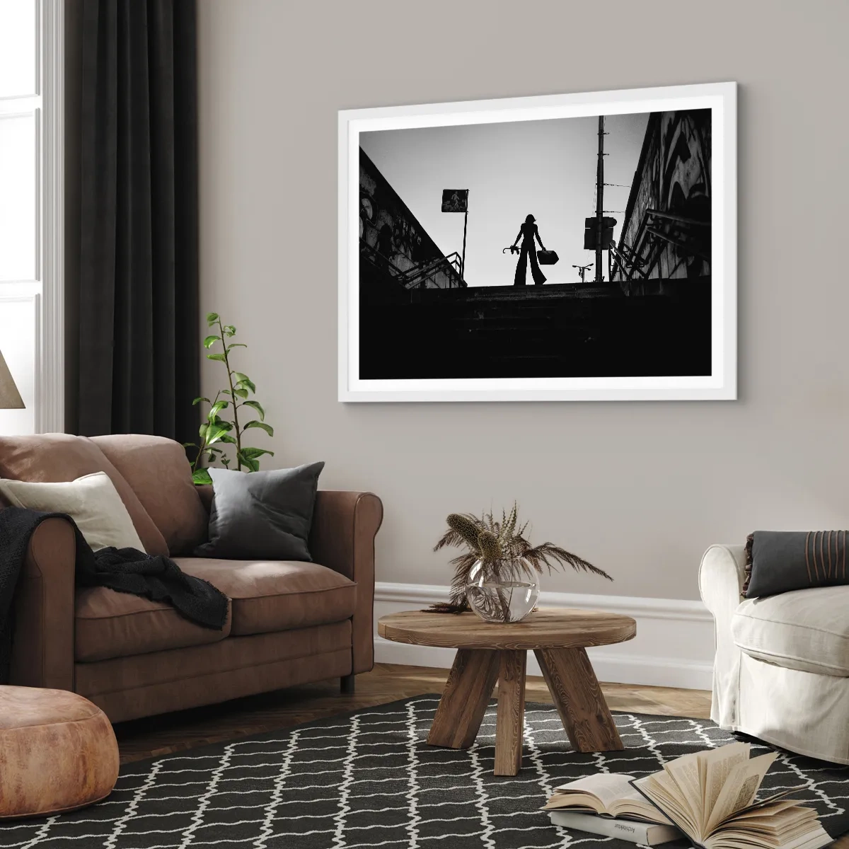 Affiche dans un cadre blanc - Poster - Pèlerinage urbain - 100x70 cm