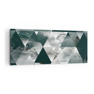 Impression sur toile - Image sur toile - Motif géométrique avec un motif de vagues dans des tons de vert - 120x50cm - Point de vue de cristal - Décoration murale moderne pour le salon et la chambre ARTTOR