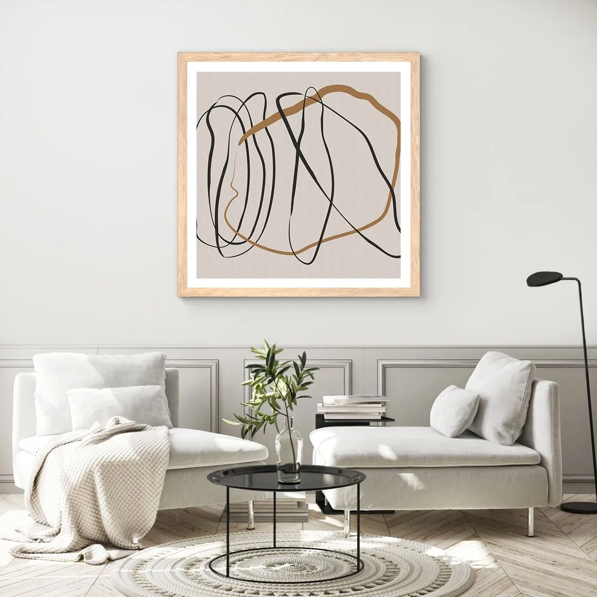 Affiche dans un chêne clair - Poster - Composition – danse en boucle - 50x50 cm