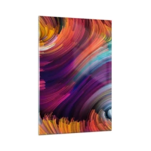 Impression sur verre - Image sur verre - Tourbillons abstraits aux couleurs vibrantes - 80x120cm - Le début d'un nouveau monde - Décoration murale moderne pour le salon et la chambre ARTTOR