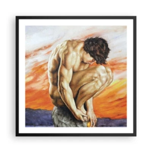 Affiche dans un cadre noir - Poster - Plongé dans ses pensées - 60x60 cm