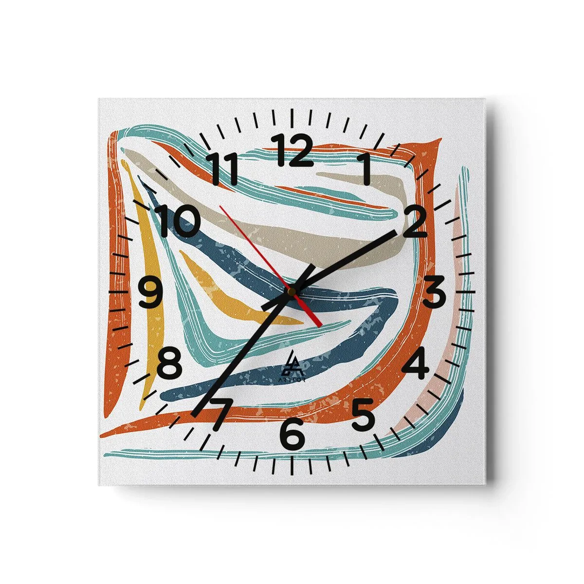 Horloge murale - Pendule murale - Abstraction avec un sourire amical - 40x40 cm