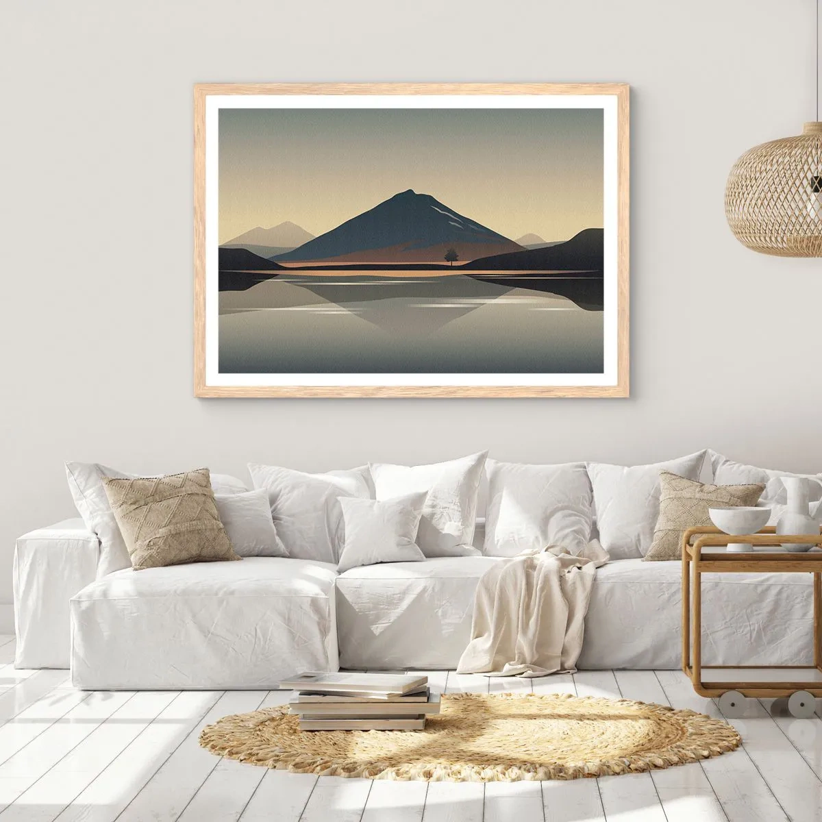 Affiche dans un chêne clair - Poster - Reflet de miroir - 100x70 cm