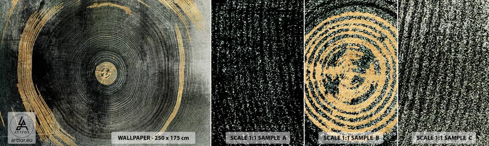 Échantillon De Papier Peint Standard Eco - Changement et persistance - Sombre, Bois, Art Déco - 100x30 cm