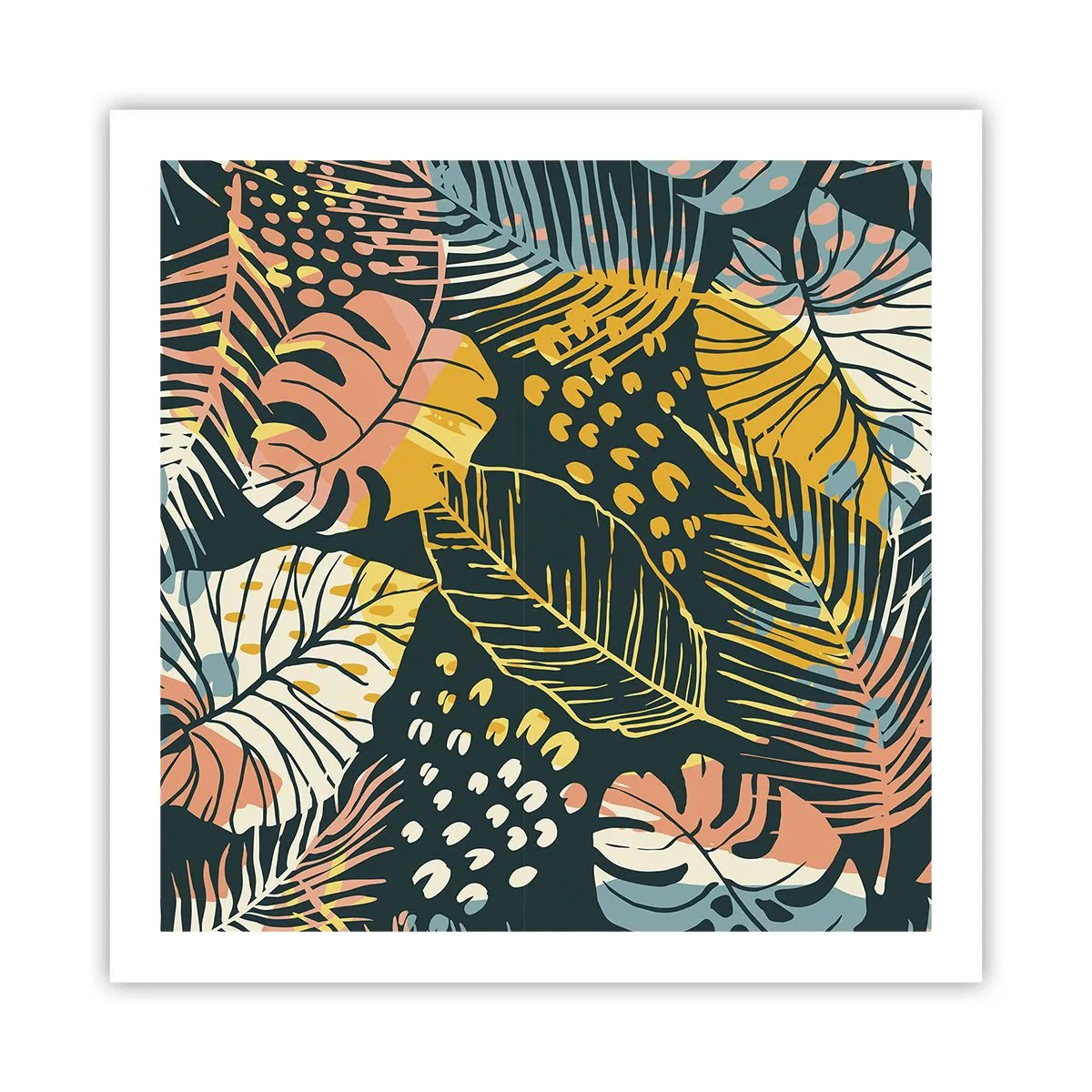 Affiche - Poster - Fantaisie feuillue - 60x60 cm