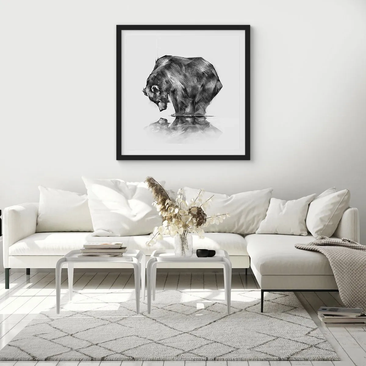 Affiche dans un cadre noir - Poster - Ravi de rencontrer quelqu'un de proche - 50x50 cm