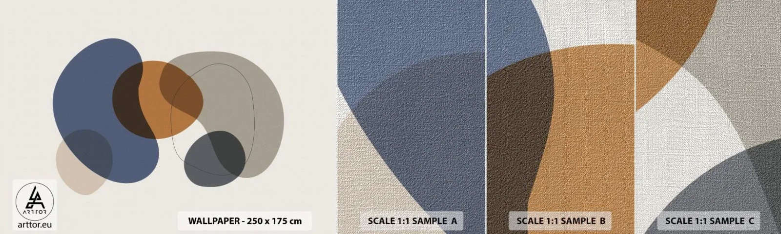 Échantillon de Papier Peint Premium Canvas - Gouttes de couleur - Abstraction, Morceau, Graphique - 100x30 cm