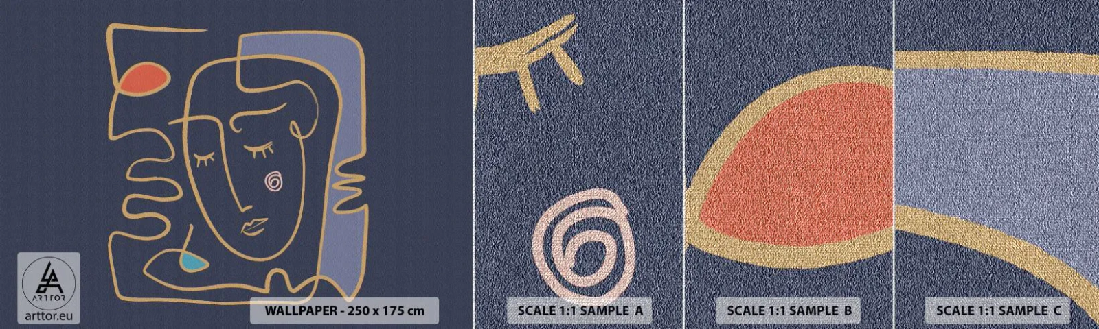 Échantillon de Papier Peint Premium Canvas - En réflexion - Portrait, Affronter, Morceau - 100x30 cm