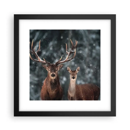 Affiche dans un cadre noir - Poster - Le roi de la forêt avec sa femme - 30x30 cm