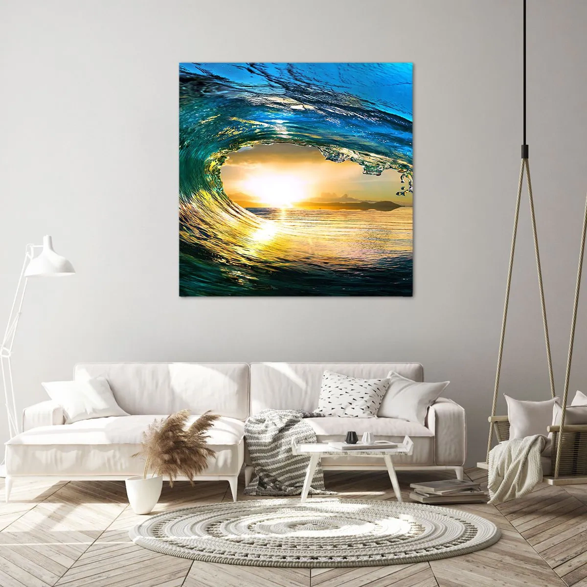 Impression sur toile - Image sur toile - Dans un éclat émeraude-or - 50x50 cm