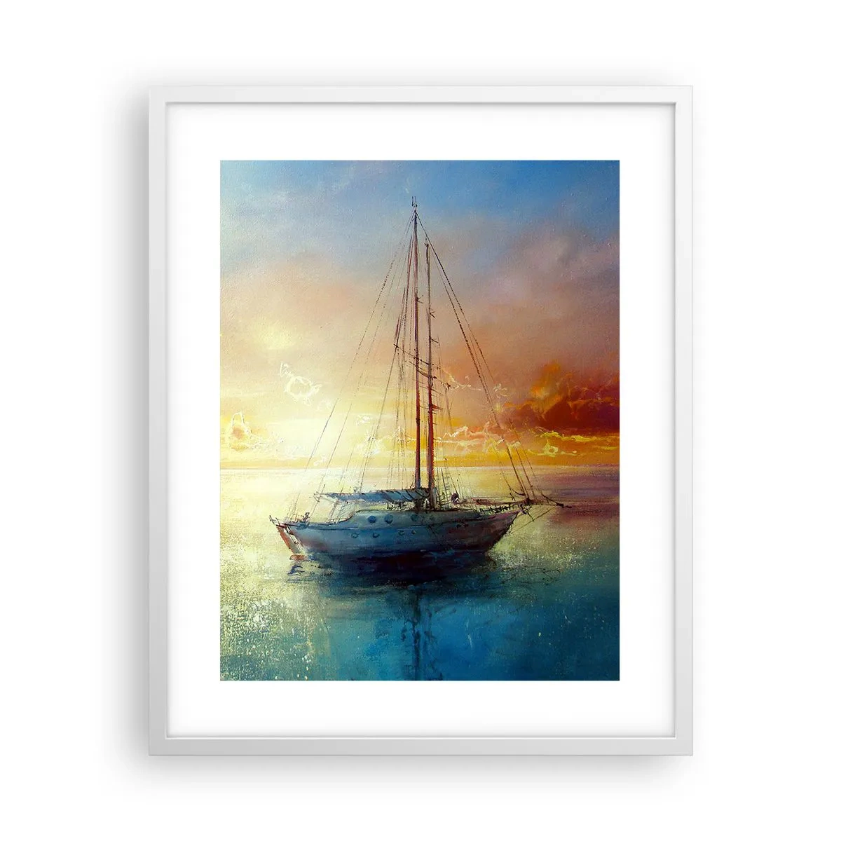 Affiche dans un cadre blanc - Poster - Dans une baie dorée - 40x50 cm