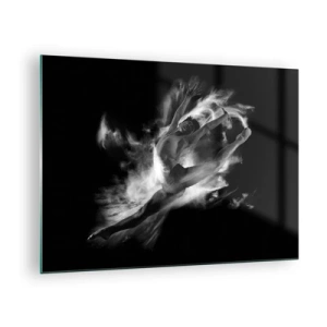 Impression sur verre - Image sur verre - Silhouette noire et blanche d'un danseur en mouvement dynamique - 70x50cm - Coincé en l'air - Décoration murale moderne pour le salon et la chambre ARTTOR