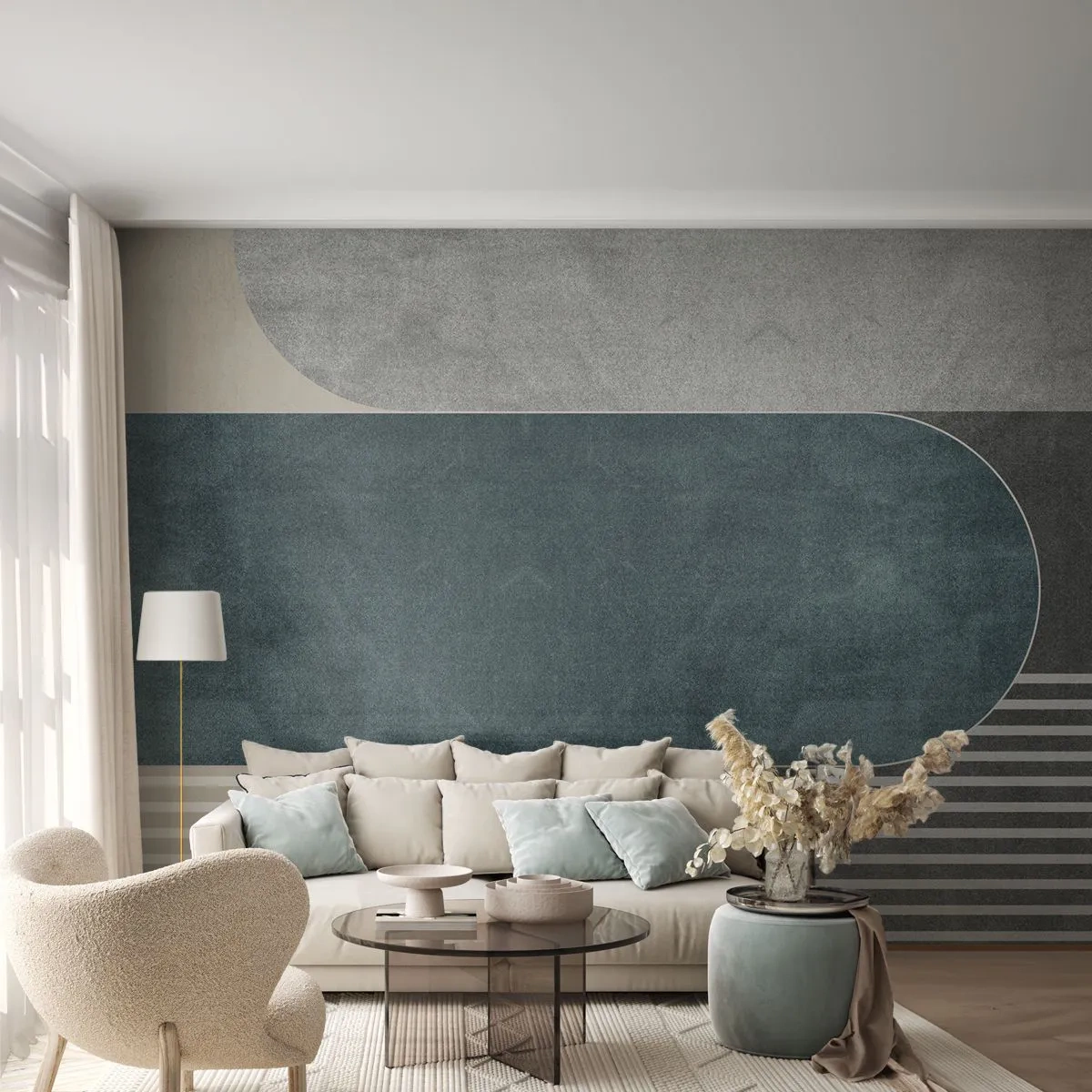 Papier Peint Photo Premium Canvas - Composition de niveaux - Minimalisme, Formes, Pastel - 400x280 cm